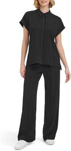 Женская блузка Calvin Klein с воротником на пуговицах и короткими рукавами, Black