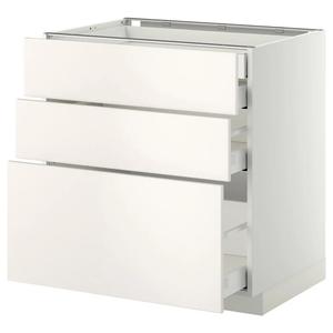 Базовый шкаф фрнтс/2 низ/1 ср/1 хай дрв METOD IKEA, 80x60x80 см, цвет white maximera/veddinge white