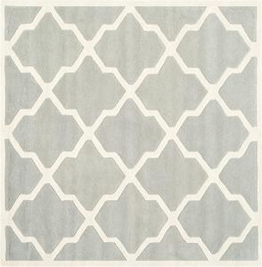 Ковер SAFAVIEH, 153 x 153 см, Chatham Collection, Grey & Ivory, ручной работы, плетеный узор из шерсти, идеально для помещений с высокой проходимостью в гостиной, спальне (CHT735E)