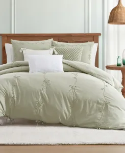 Комплект постельного белья Sasha Bows из 3 предметов с вышивкой, размер Full/Queen Peri Home, зеленый