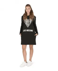 Платье-Худи с леопардовым принтом и сердечками Love Moschino, черный
