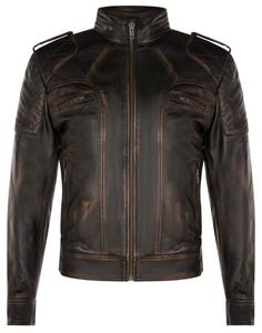 Винтажная кожаная гоночная байкерская куртка-Бруклин Infinity Leather, черный