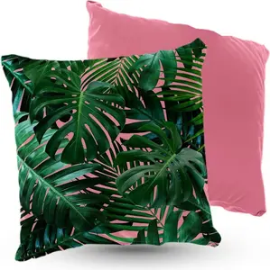 Подушка велюровая PREMIUM с листьями монстеры, 40 х 40 см, декоративная с наполнителем, для гостиной, спальни или в подарок 5made