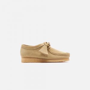 Ботинки женские Clarks WMNS Wallabee замшевые на толстой подошве, бежевый