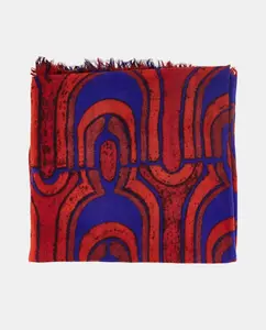 Шерстяной платок с красным геометрическим узором Abbacino