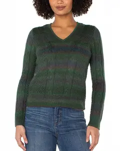 Свитер крупной вязки с V-образным вырезом Liverpool Los Angeles, зеленый