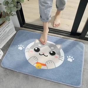 Budis Ковер 80х140 см для прихожей/ванной с геометрическим дизайном, абсорбирующий, нескользящий, с рисунком кошки