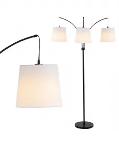 Напольная лампа Sylva 184 см, 3 лампы, в стиле модерн середины века, с регулируемым по высоте плафоном и светодиодной дугой из железа Jonathan Y, черный