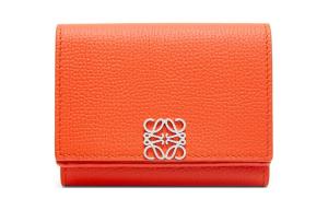 Кожаный кошелек из галантерейной кожи Anagram с тиснением "Пеблд" для женщин Ярко-оранжевый LOEWE