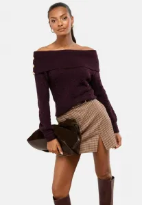 Свитер стандартного кроя с косым вырезом и пуговицами Lipsy, Burgundy Red