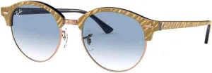 Солнцезащитные очки Ray-Ban RB4246 Clubround Round, Wrinkled Beige on Blue/Clear Gradient Blue