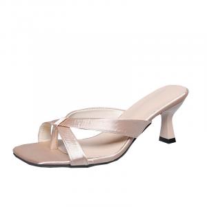 Резиновые износостойкие тапочки-слайды женские CAOT, Champagne 7Cm