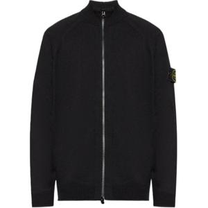 Кардиган вязаный с молнией и логотипом STONE ISLAND, черный