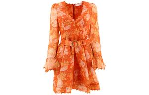 FW22 Длинное платье с длинными рукавами Женское Оранжевое Zimmermann