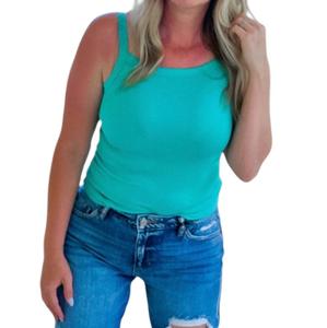 Однотонный мини-топ в рубчик в бирюзовом цвете ZENANA