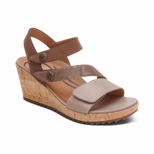 Женские босоножки Madelyn Wedge Sandal, цвет Taupe Multi Aetrex, Taupe Multi