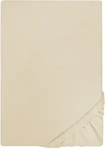 Простынь Biberna на подгонке" Лейла Джерси, простынь на подгонке по размеру. 90х200, 180х200 или 200х200 см", простыни из 100% хлопка, для высоты матраса до 22 см 90-100х190-200 см, 1 шт., цвет kitt