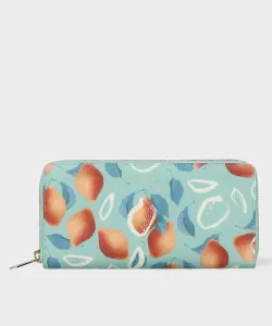 Длинный круглый кошелек на молнии с принтом лимонов по всей поверхности