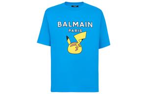 X Pokemon Cotton T shirt BALMAIN, синий