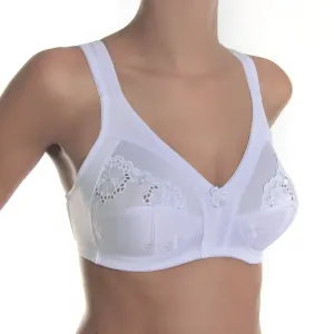 Мягкий бюстгальтер Sassa, привлекательные вставки с вышивкой, белый