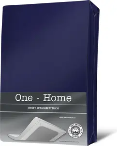 Простыня на резинке из джерси, хлопок, 90x200, 140x200, 180x200 и верхний слой..., Размер: 180 - 200 x 220 см, Цвет: темно-синий / морской синий One-Home