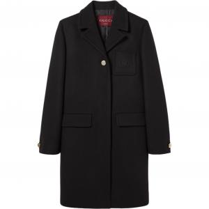 Батвийское шерстяное пальто с нашивкой GUCCI, черный