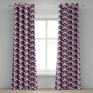 Абстрактная штора на люверсах ABAKUHAUS, геометрические гранжевые полосы с художественным мазком кисти, декоративные двухпанельные шторы, 280 см x 225 см, цвет: фиолетовый, синий, белый