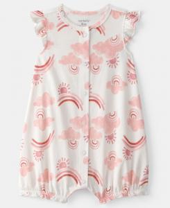 Детский комбинезон для девочек с принтом и застежками на кнопках Carter's, White