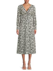 Платье-миди А-силуэта Paige с цветочным принтом Rebecca Taylor, белый/черный
