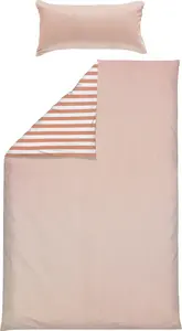 Двустороннее постельное белье , розовое и белое, 1x 155x220 см + 1x 40x80 см Erwin Müller