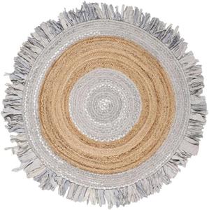 Ковер SAFAVIEH, 92 x 92 см, Cape Cod Collection Light Grey / Natural CAP701F ручной работы бохо с бахромой из джута и хлопка