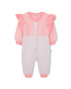 Вязаный детский комбинезон с рюшами Billieblush, розовый