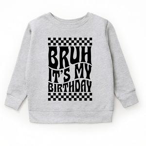 Футболка Bruh it's my birthday в клетку The Juniper Shop, Heather Grey