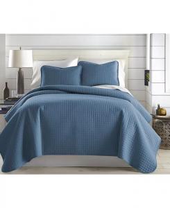 Большой однотонный комплект из трех предметов: стеганое одеяло и накидка Southshore Fine Linens, синий