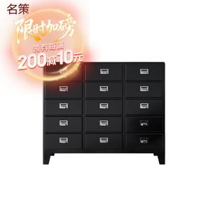 Yu Senyi Комод 115х40х98 см для гостиной и спальни в японском стиле, 15 ящиков, черный, полностью собран