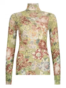 Ребристый свитер с цветочным принтом LIU JO, зеленый