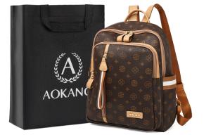 Рюкзак из ПВХ для ноутбука Обычный Женский Цвет кофе/экрю AOKANG