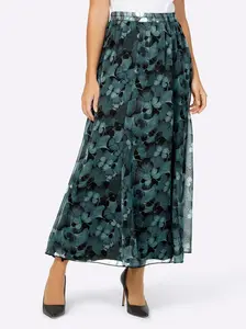 Юбка Creation L со вставками, цвет Schwarz-Petrol-Bedruckt