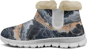 Женские зимние мини-сапожки Howilath с утеплителем, модные пушистые зимние ботинки для путешествий и зимнего отдыха, Gray Marble Stripe