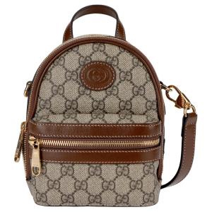 Рюкзак из холста с кожаной спинкой мужской бежевый/коричневый GUCCI
