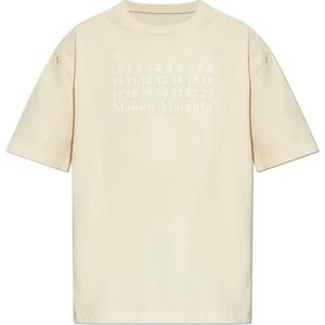 Футболка с принтом в виде цифр Maison Margiela, бежевый