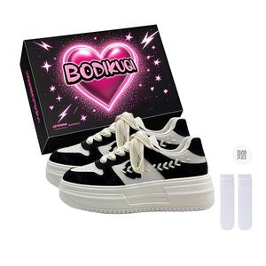 Boldi Kuki Женские скейтерские кроссовки лоу-топ черные (эксклюзивная коробка+носки), цвет Black (Exclusive Box+Socks)