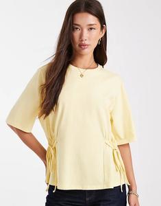 Футболка ASOS DESIGN с завязками по бокам желтого цвета