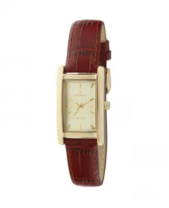 Женские часы Contour 34x20 мм на коричневом кожаном ремешке Peugeot