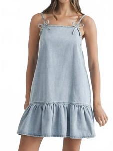 Кэми с бантом из ленты джинсовое мини-платье в синем дениме MABLE