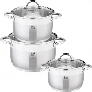 Набор посуды из 3 предметов из нержавеющей стали со стеклянными крышками - 4 л, 5 л, 6 л - для индукционных, газовых и электрических плит Karl Hausmann