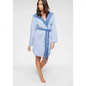 Женский халат KangaROOS Luana, идеально подходит для сауны и спа, отельный халат, утренний халат, 1 шт., полосатый - женский халат, полосатый, размеры XS-3XL Kangaroos, синий/белый