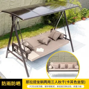 Садовые качели-кровать Green Water Narat, матрас-сиденье+подушки, хаки