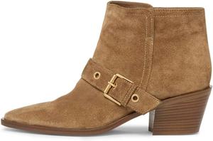 Женские ботильоны FOWT с заостренным носком, массивным каблуком средней высоты, ремешком с пряжкой, удобно надеваются, стильные, для повседневной ходьбы, короткие ботинки, размер 4-16 US, Brown