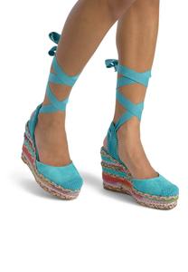 Босоножки на платформе DE CON PUNTERA REDONDEADA Y CIERRE CORDONES - Platform heels Alma en Pena, бирюзовый